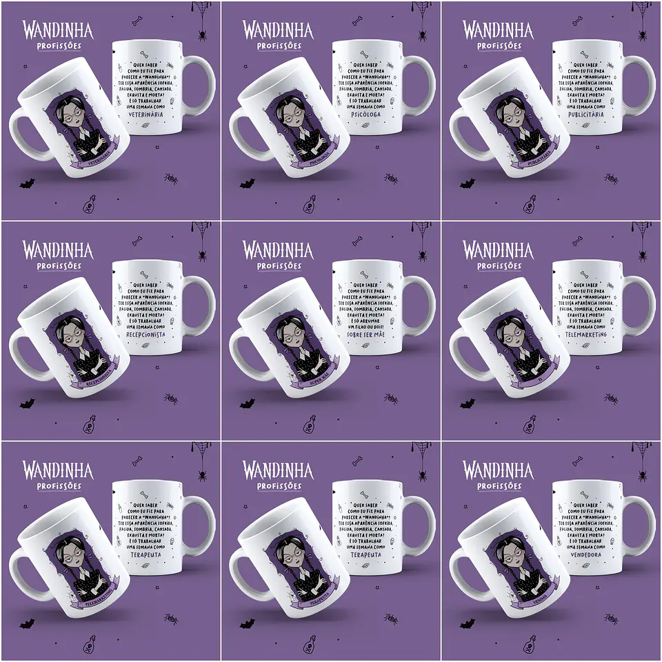 45 Artes Caneca Wandinha Jenna Ortega Profissões em Jpg  8