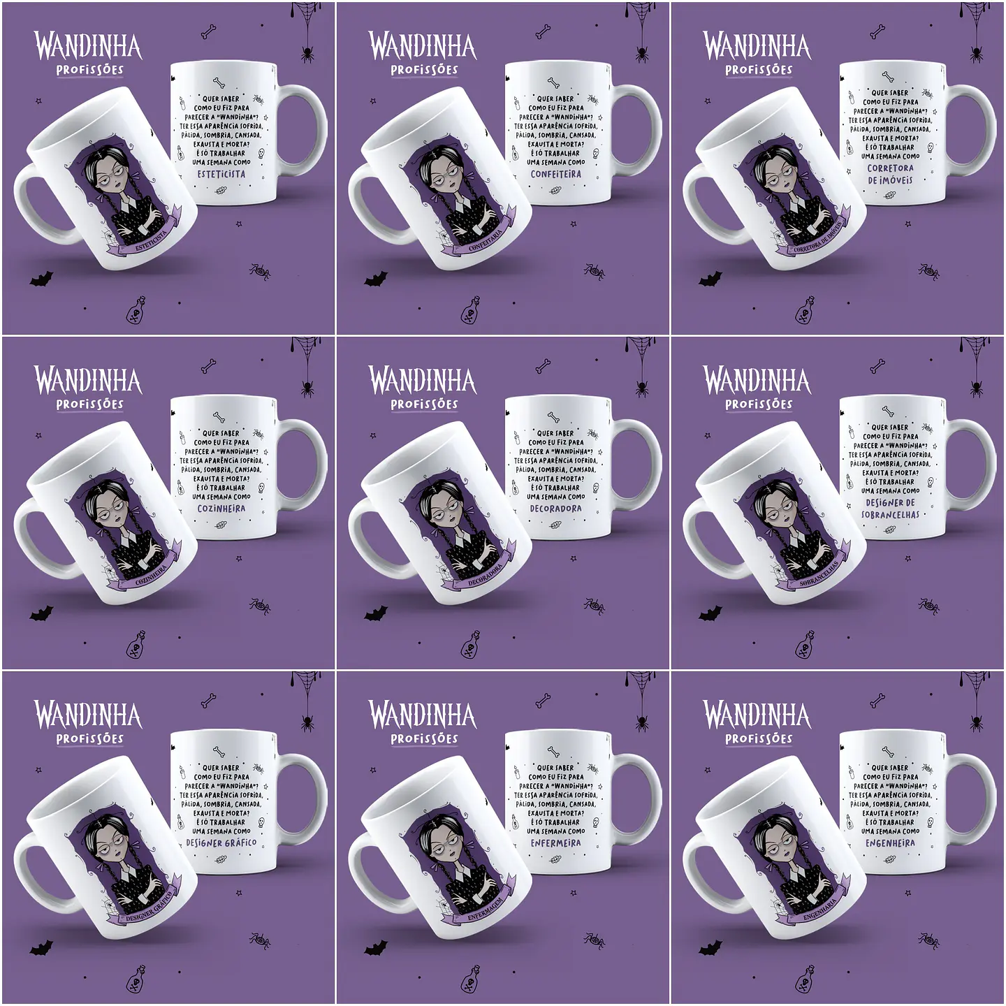 45 Artes Caneca Wandinha Jenna Ortega Profissões em Jpg  9