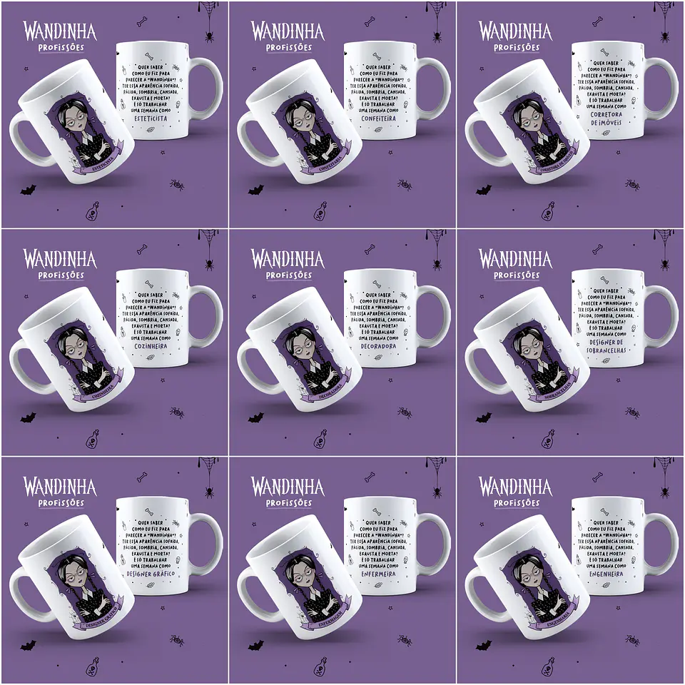 45 Artes Caneca Wandinha Jenna Ortega Profissões em Jpg  9