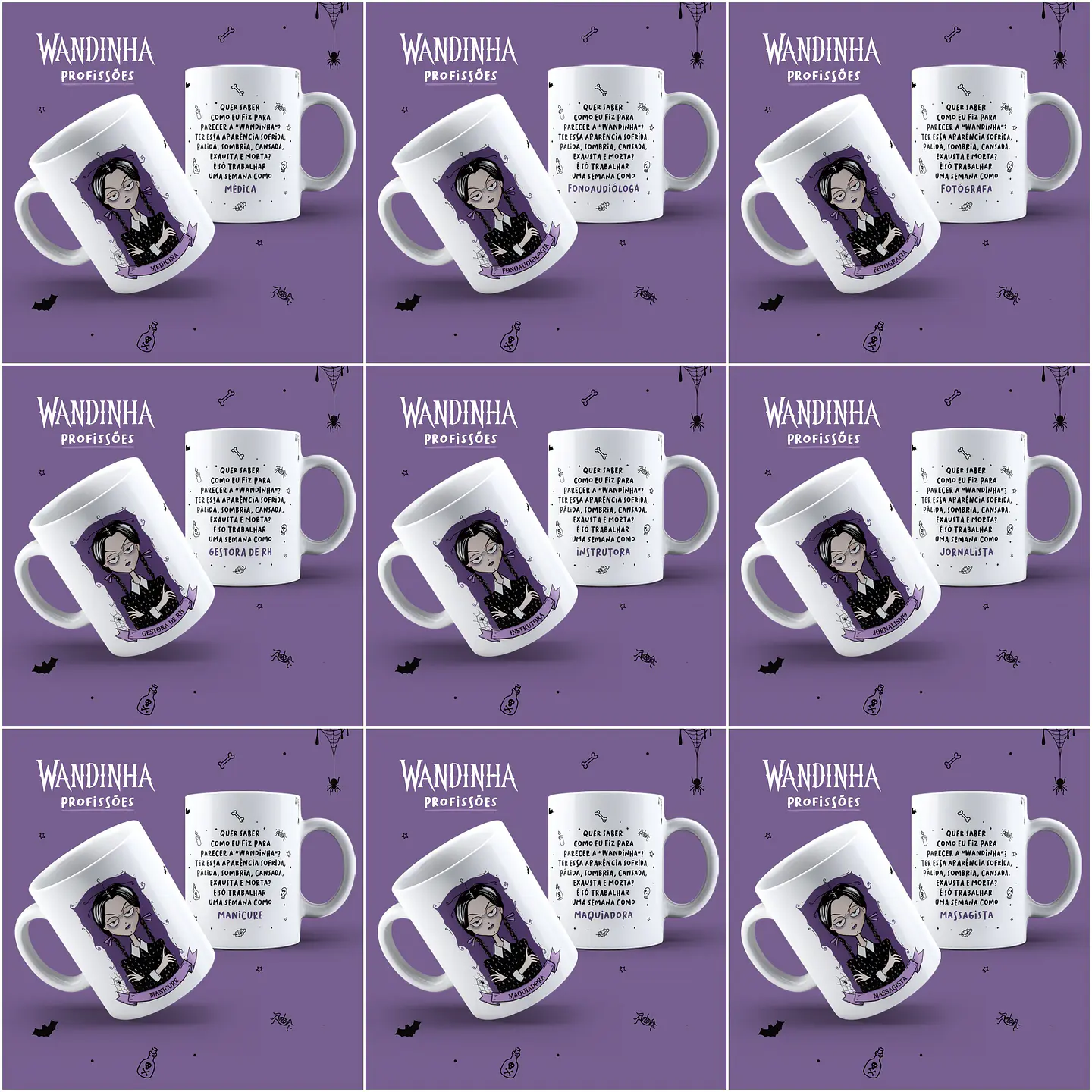 45 Artes Caneca Wandinha Jenna Ortega Profissões em Jpg  10