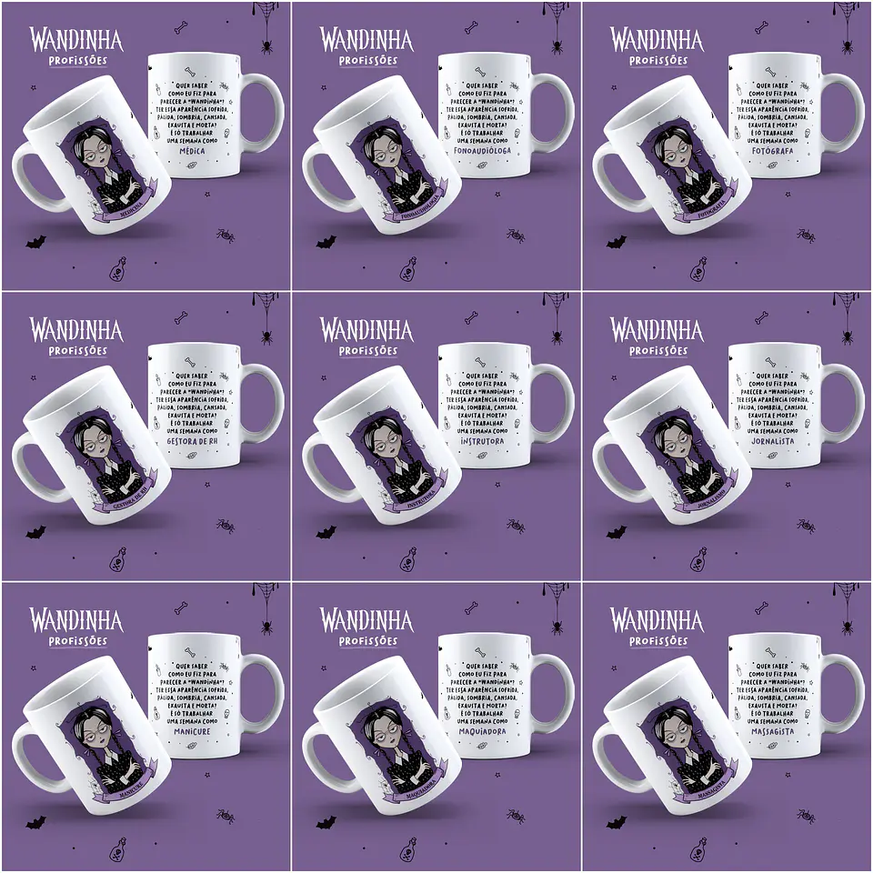 45 Artes Caneca Wandinha Jenna Ortega Profissões em Jpg  10