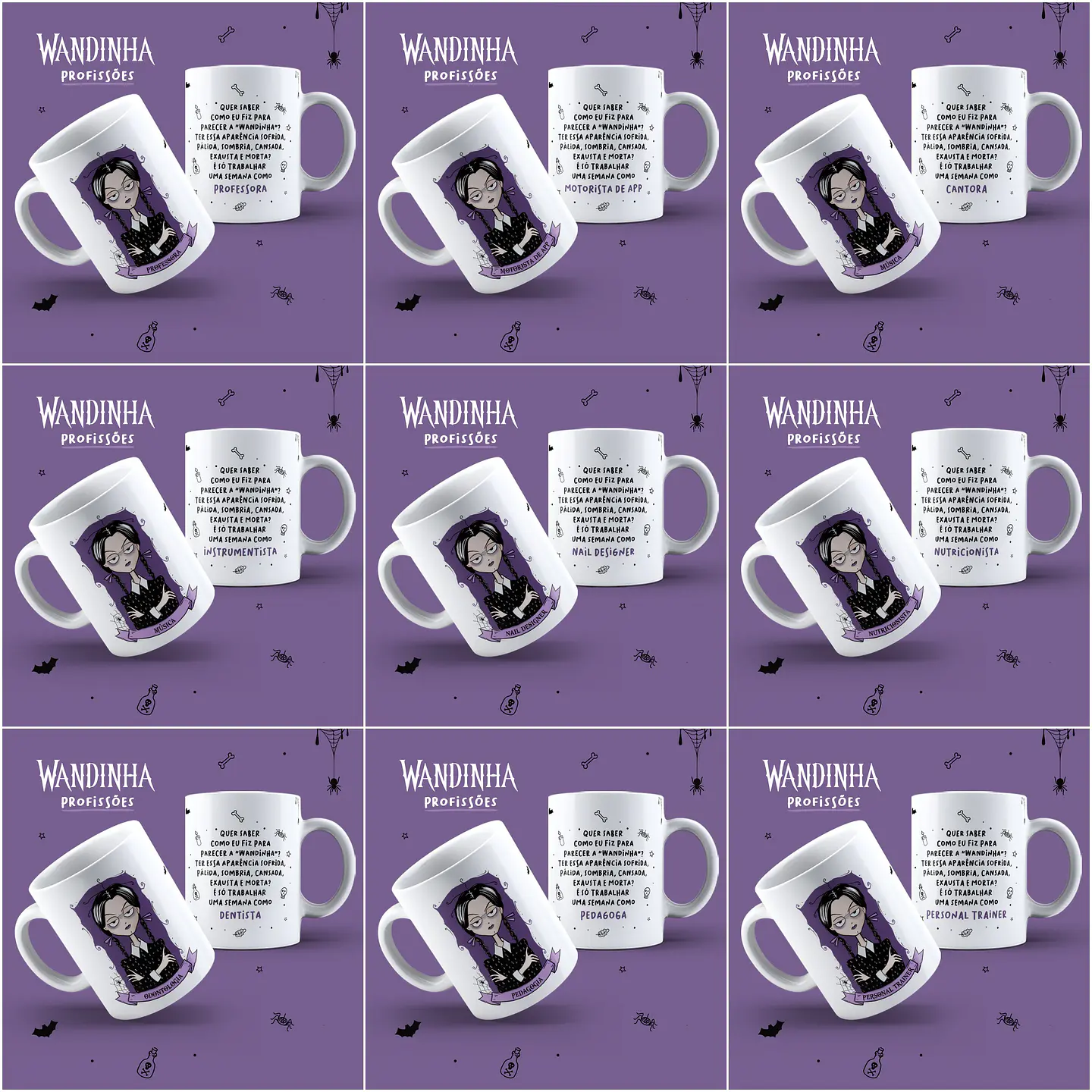 45 Artes Caneca Wandinha Jenna Ortega Profissões em Jpg  11