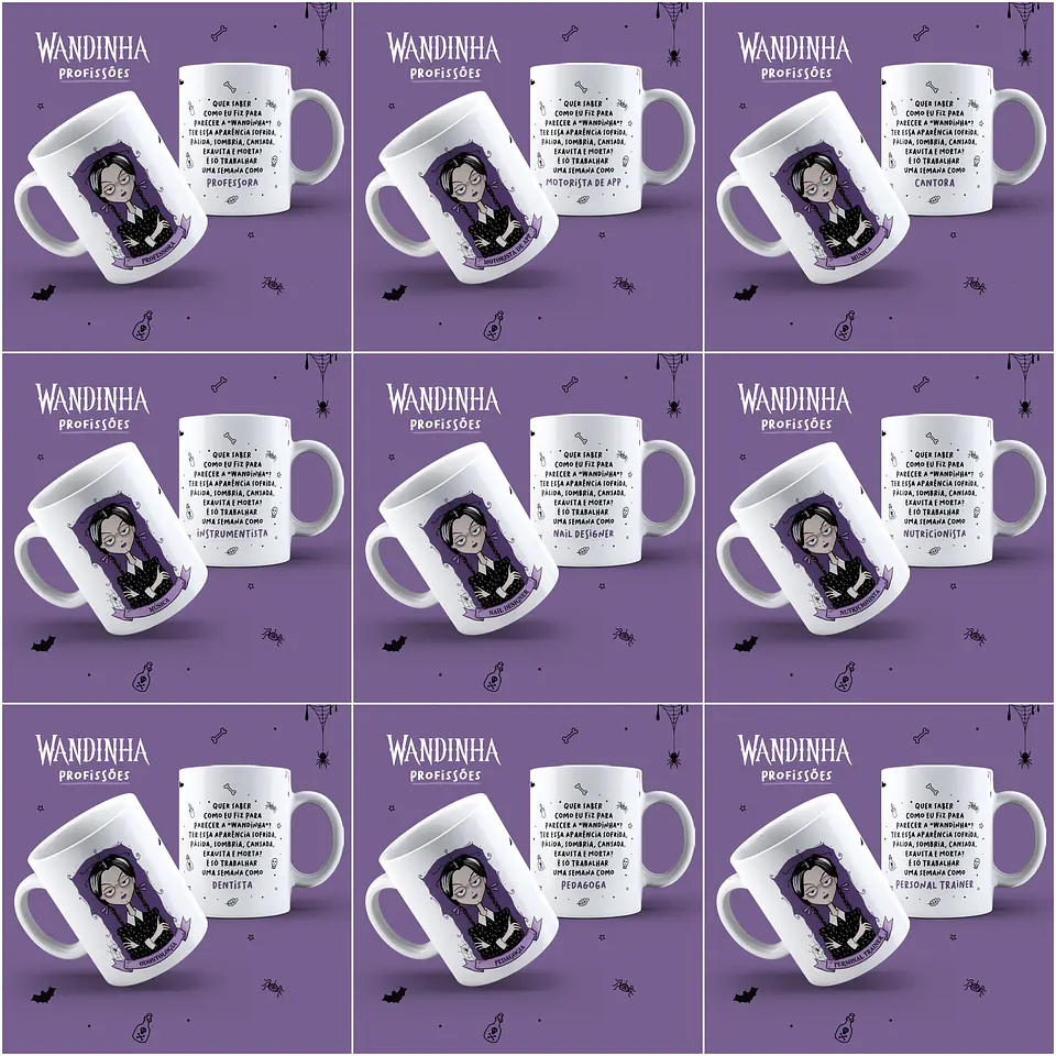 45 Artes Caneca Wandinha Jenna Ortega Profissões em Jpg  11