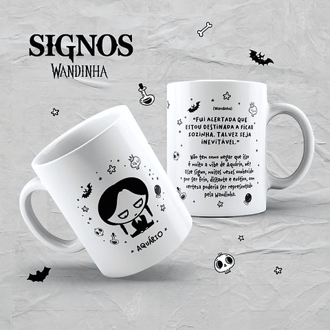 24 Artes Caneca Signos Wandinha Jenna Ortega em Jpg