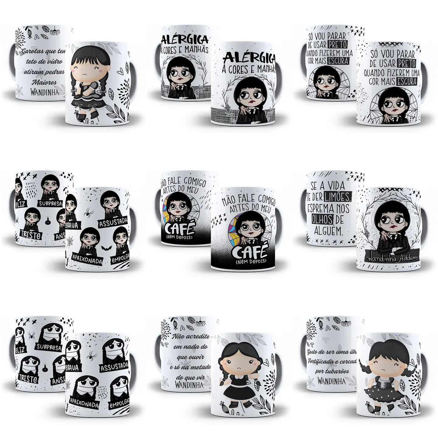 32 Artes Caneca e Camisa Wandinha Jenna Ortega em Corel Draw + Jpg  10