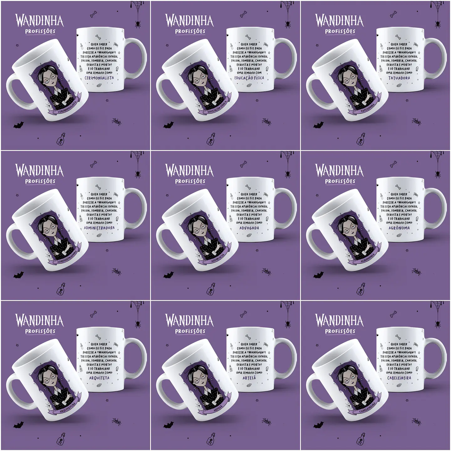 45 Artes Caneca Wandinha Jenna Ortega Profissões em Jpg  12