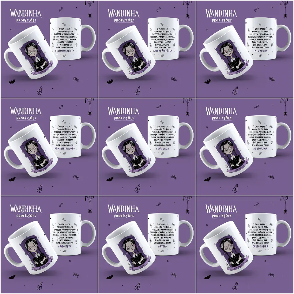 45 Artes Caneca Wandinha Jenna Ortega Profissões em Jpg  12