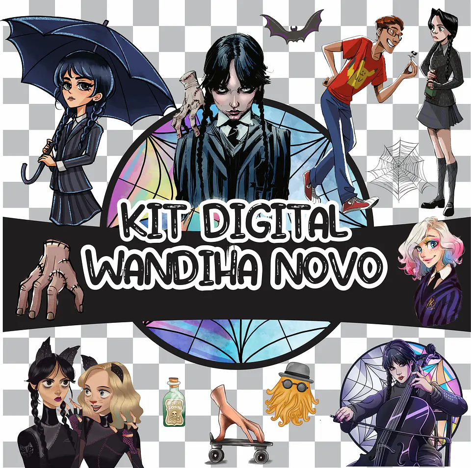 Kit Digital Wandinha Jenna Ortega Novo Arquivo Png  1