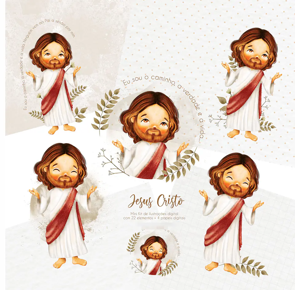 Kit Digital Santinhos Aquarelados V1 em Png  5