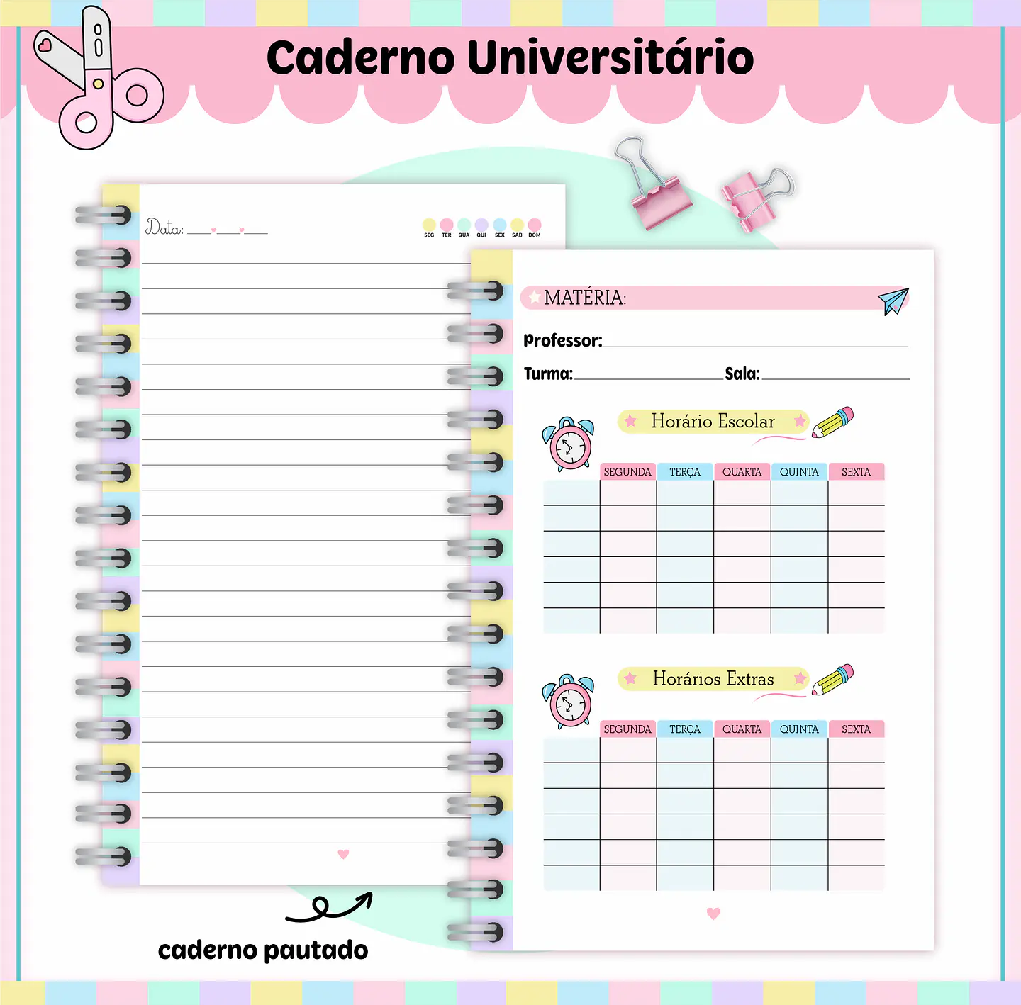 Kit Escolar Caderno Aluninhas 2023 em Pdf e Png 6