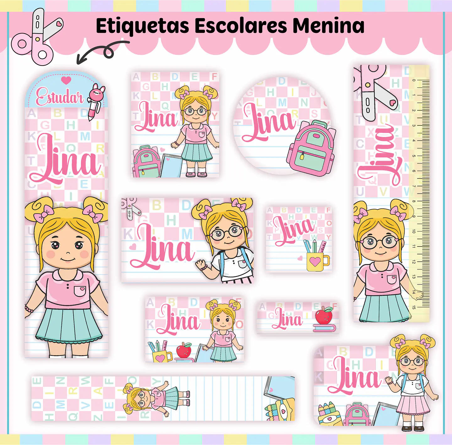 Kit Escolar Caderno Aluninhas 2023 em Pdf e Png 8