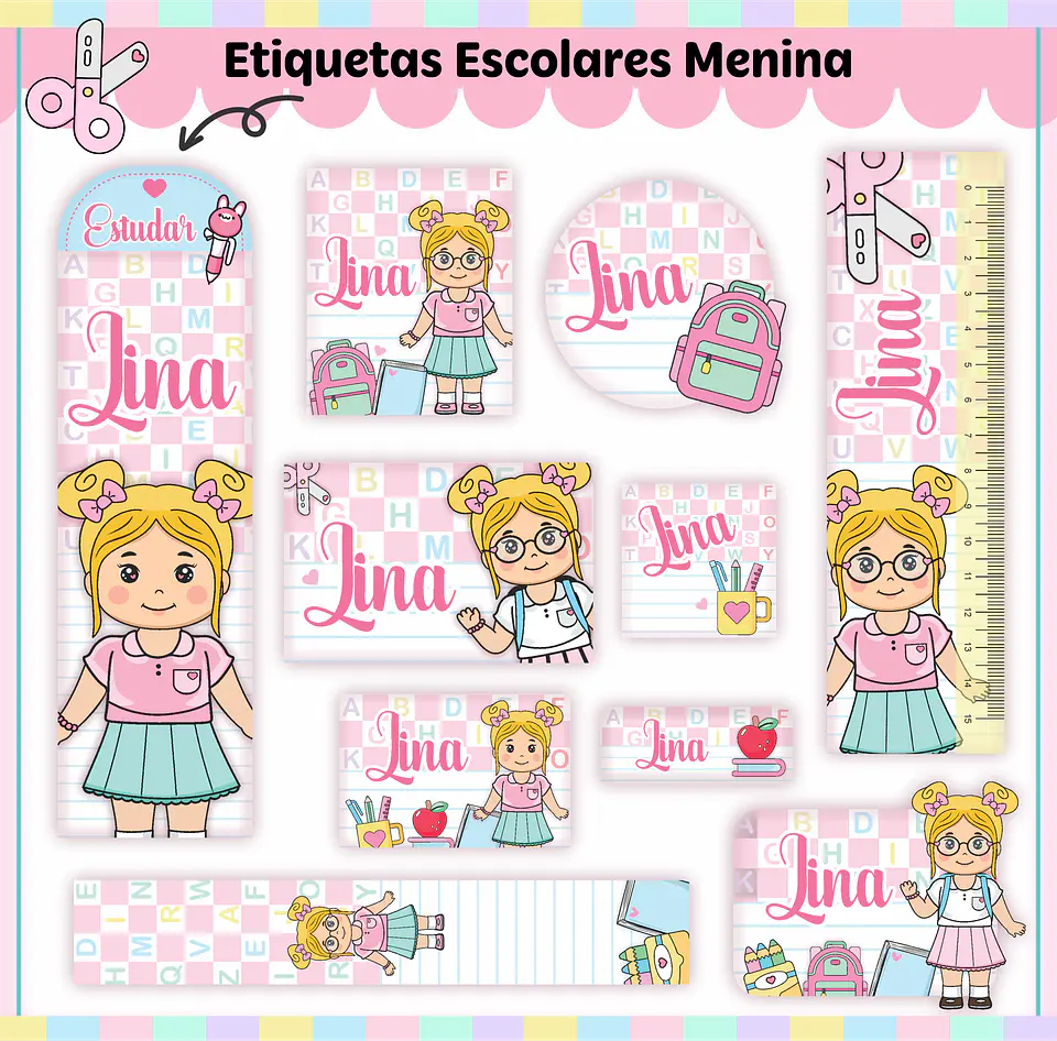 Kit Escolar Caderno Aluninhas 2023 em Pdf e Png 8