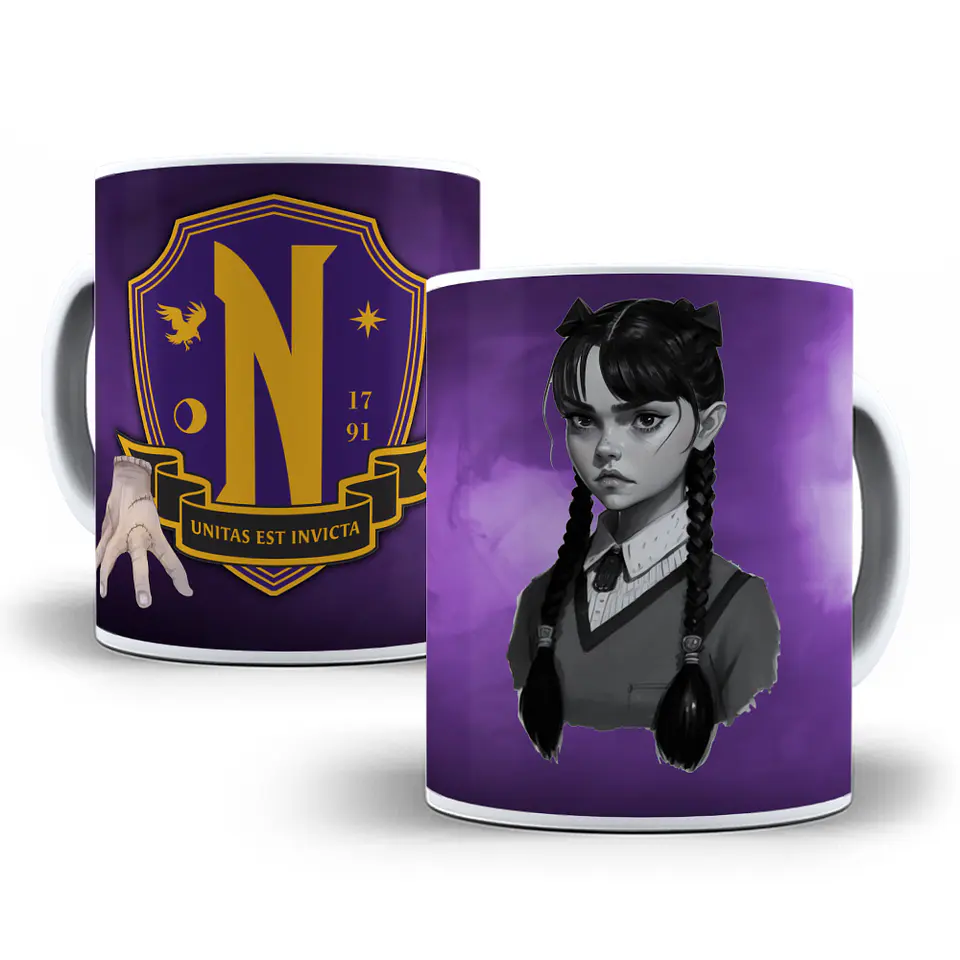 22 Artes Caneca Wandinha Jenna Ortega em Corel Draw + Jpg  6