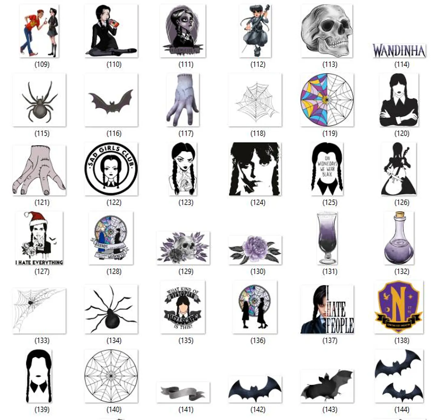 Kit Digital Wandinha Jenna Ortega Novo Arquivo Png  8