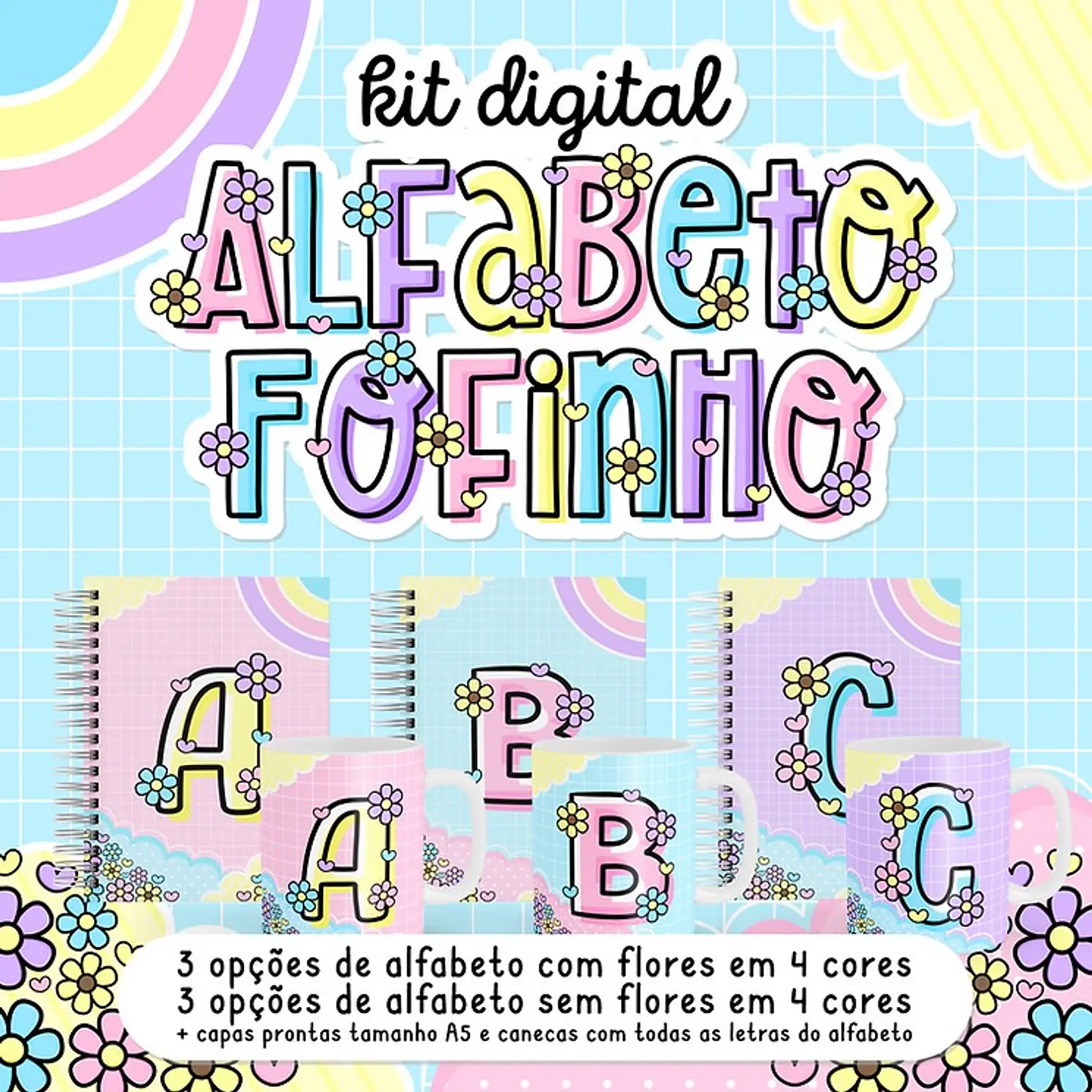 Kit Digital Alfabeto Fofinho em Png 1