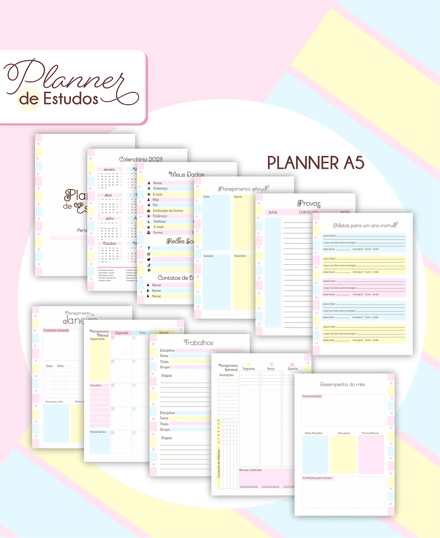 Arquivo Planner de Estudos Feminino e Masculino em Pdf 2