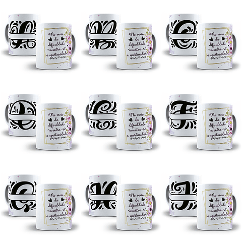 26 Arte para Caneca Alfabeto Monograma Lilás em CorelDraw + Jpg