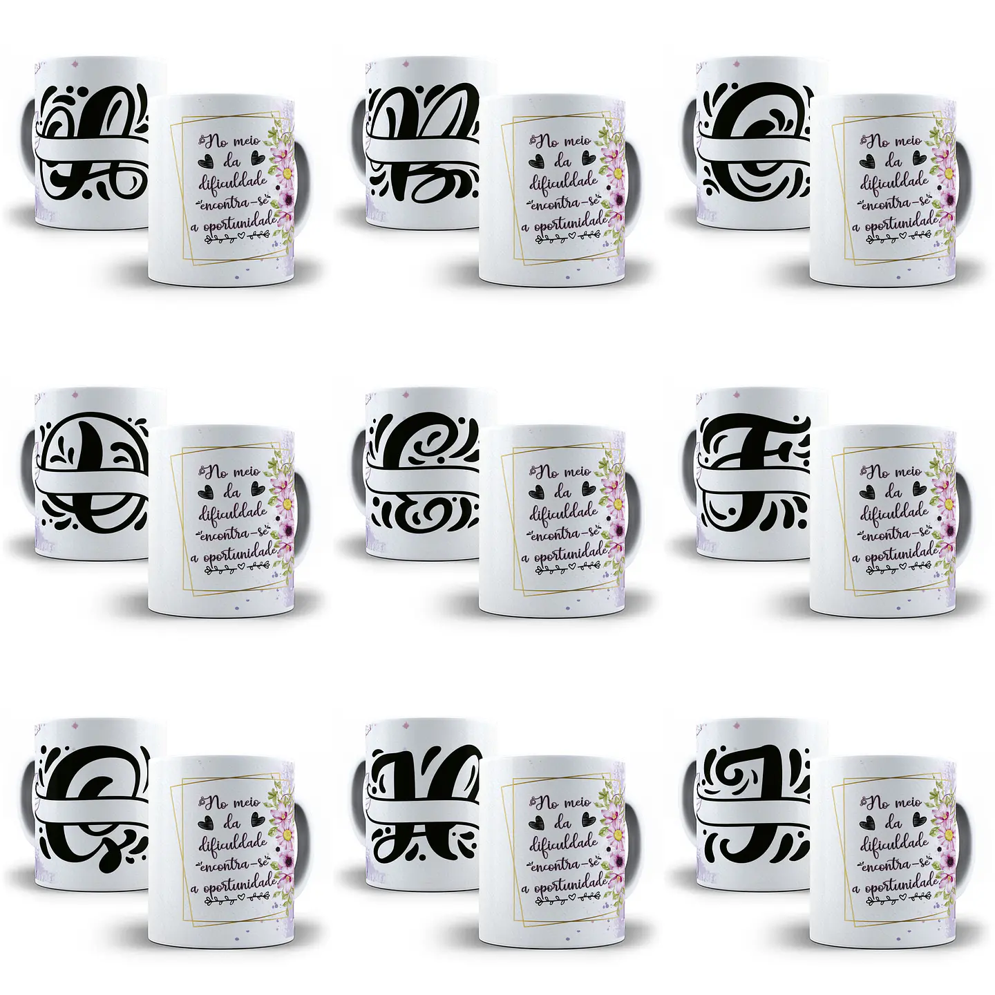 26 Arte para Caneca Alfabeto Monograma Lilás em CorelDraw + Jpg 1