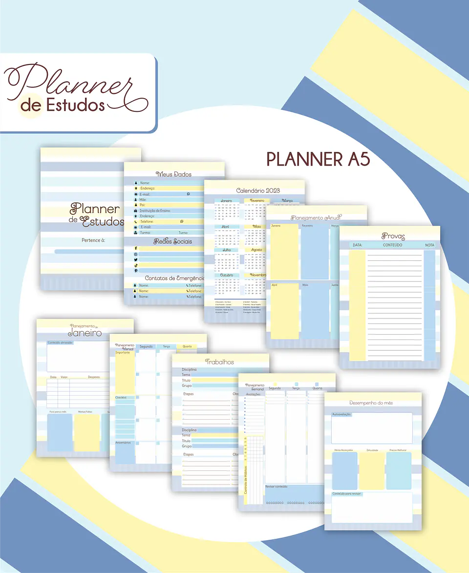Arquivo Planner de Estudos Feminino e Masculino em Pdf 5