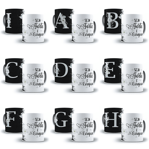 26 Arte para Caneca Alfabeto Aquarela Azul em CorelDraw + Jpg 