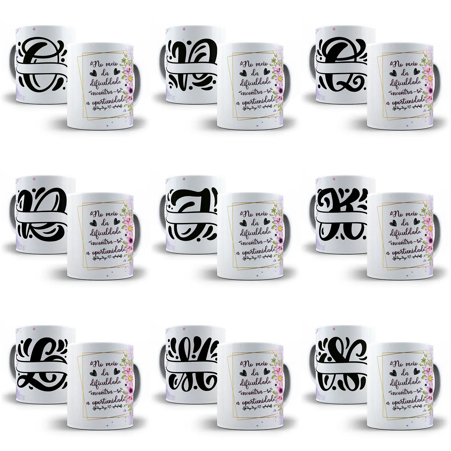 26 Arte para Caneca Alfabeto Monograma Lilás em CorelDraw + Jpg 2