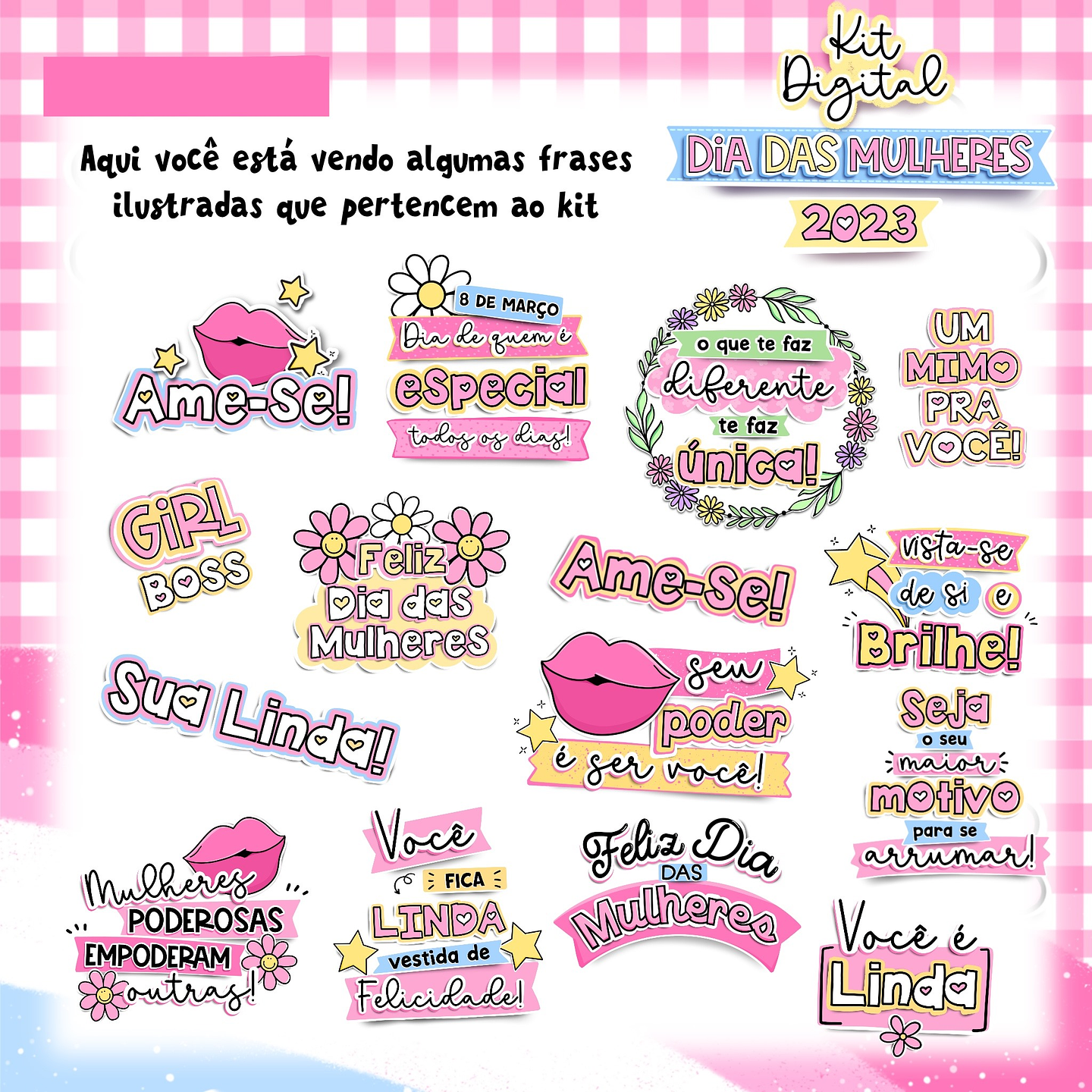 Kit Digital Dia das Mulheres Completo em Png  3