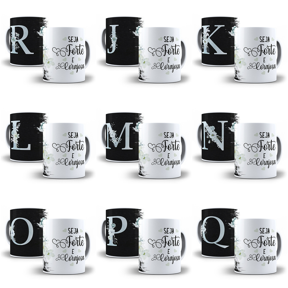 26 Arte para Caneca Alfabeto Aquarela Azul em CorelDraw + Jpg  2