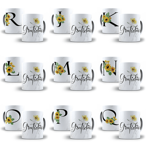 26 Arte para Caneca Alfabeto Black Girassol em CorelDraw + Jpg  