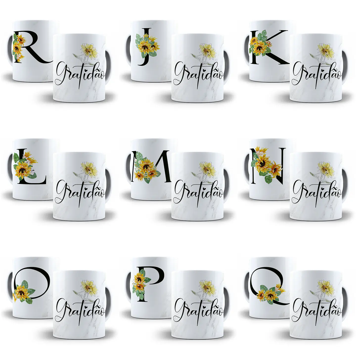 26 Arte para Caneca Alfabeto Black Girassol em CorelDraw + Jpg   1