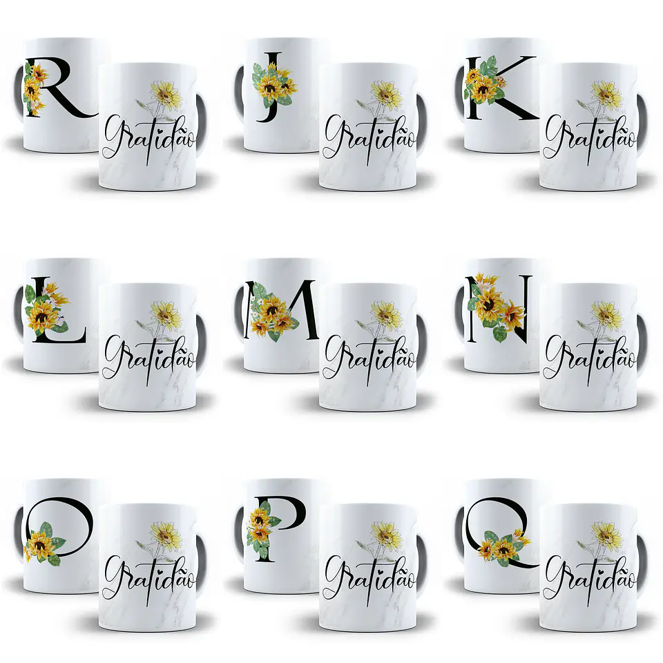 26 Arte para Caneca Alfabeto Black Girassol em CorelDraw + Jpg   1
