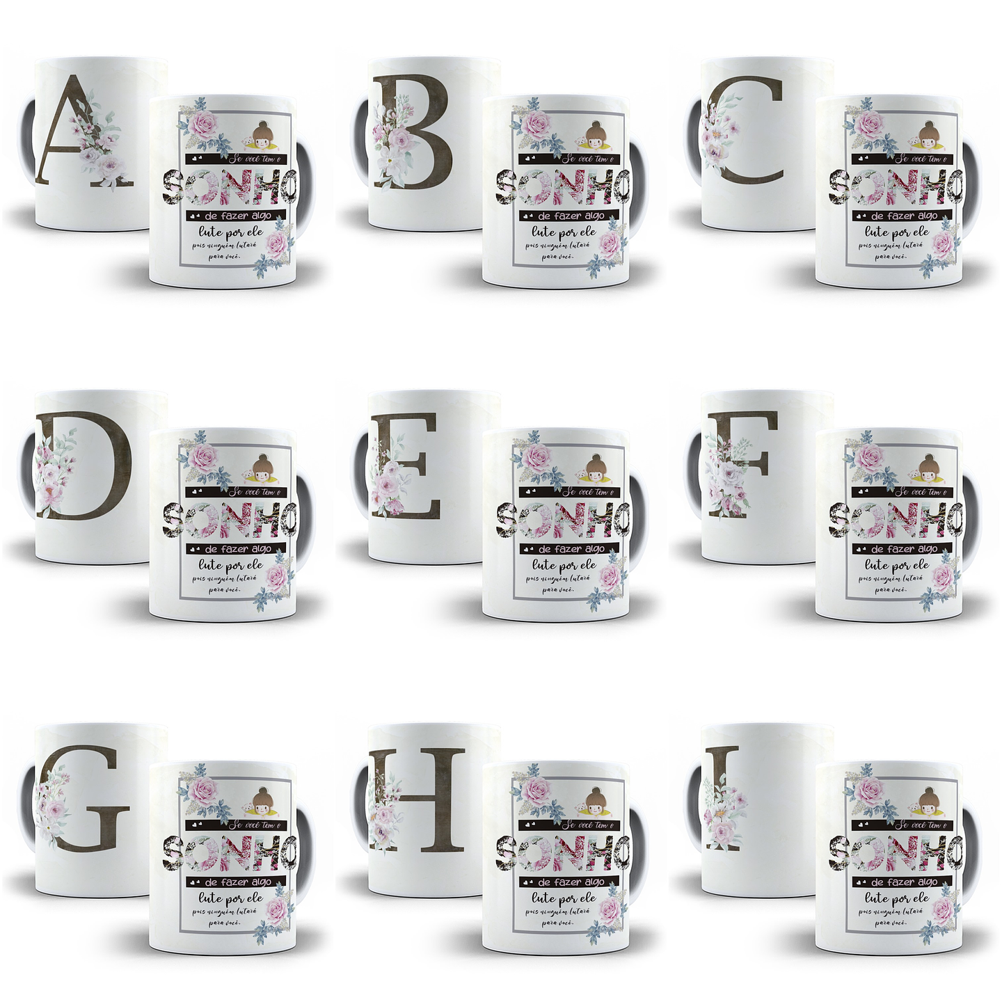 26 Arte para Caneca Alfabeto Aquarela Marrom em CorelDraw + Jpg   1