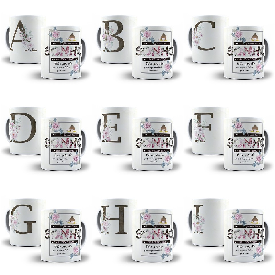 26 Arte para Caneca Alfabeto Aquarela Marrom em CorelDraw + Jpg   1