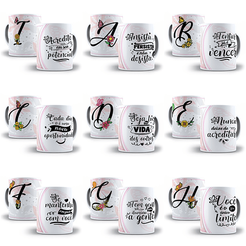 26 Arte para Caneca Alfabeto Borboleta em CorelDraw + Jpg   