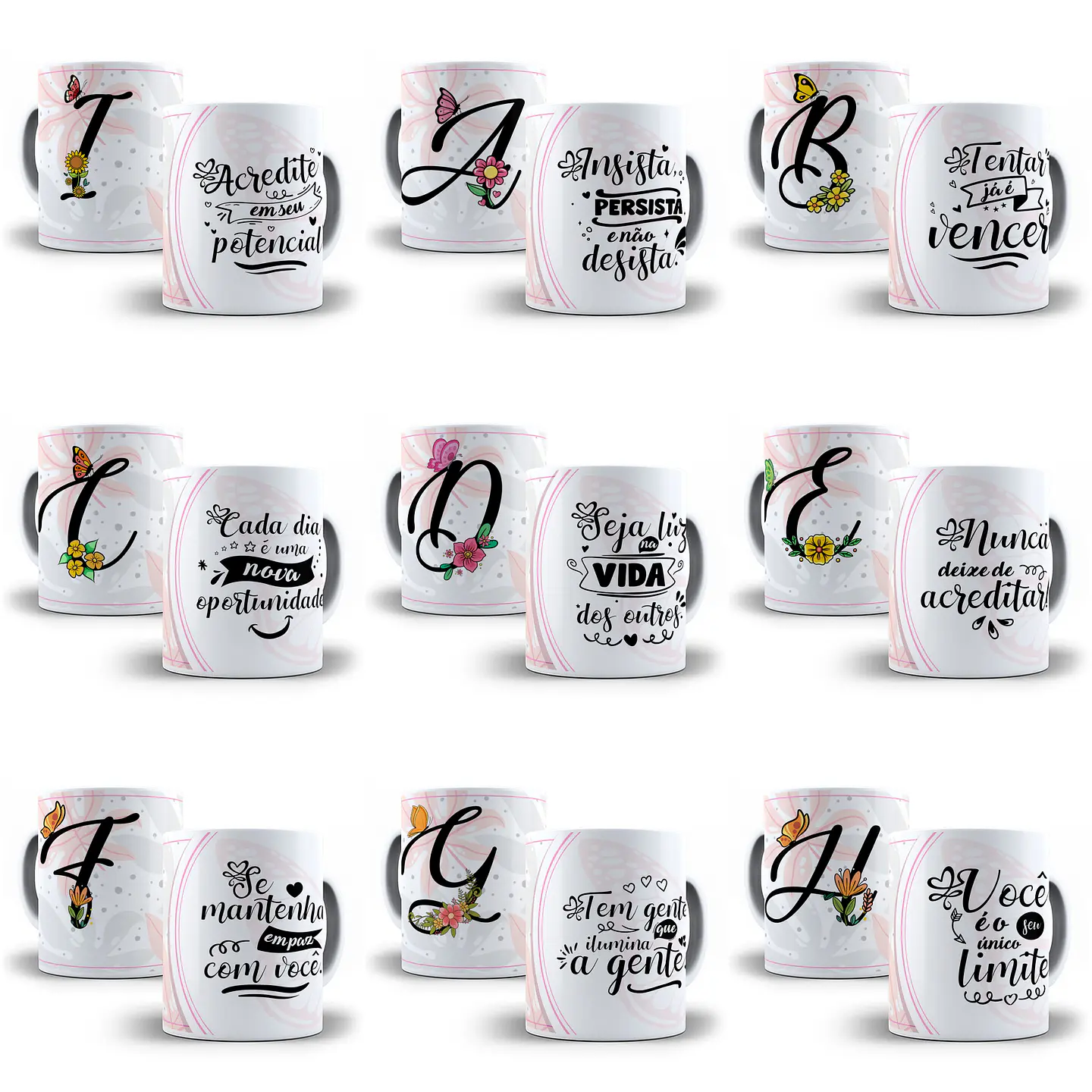 26 Arte para Caneca Alfabeto Borboleta em CorelDraw + Jpg    1