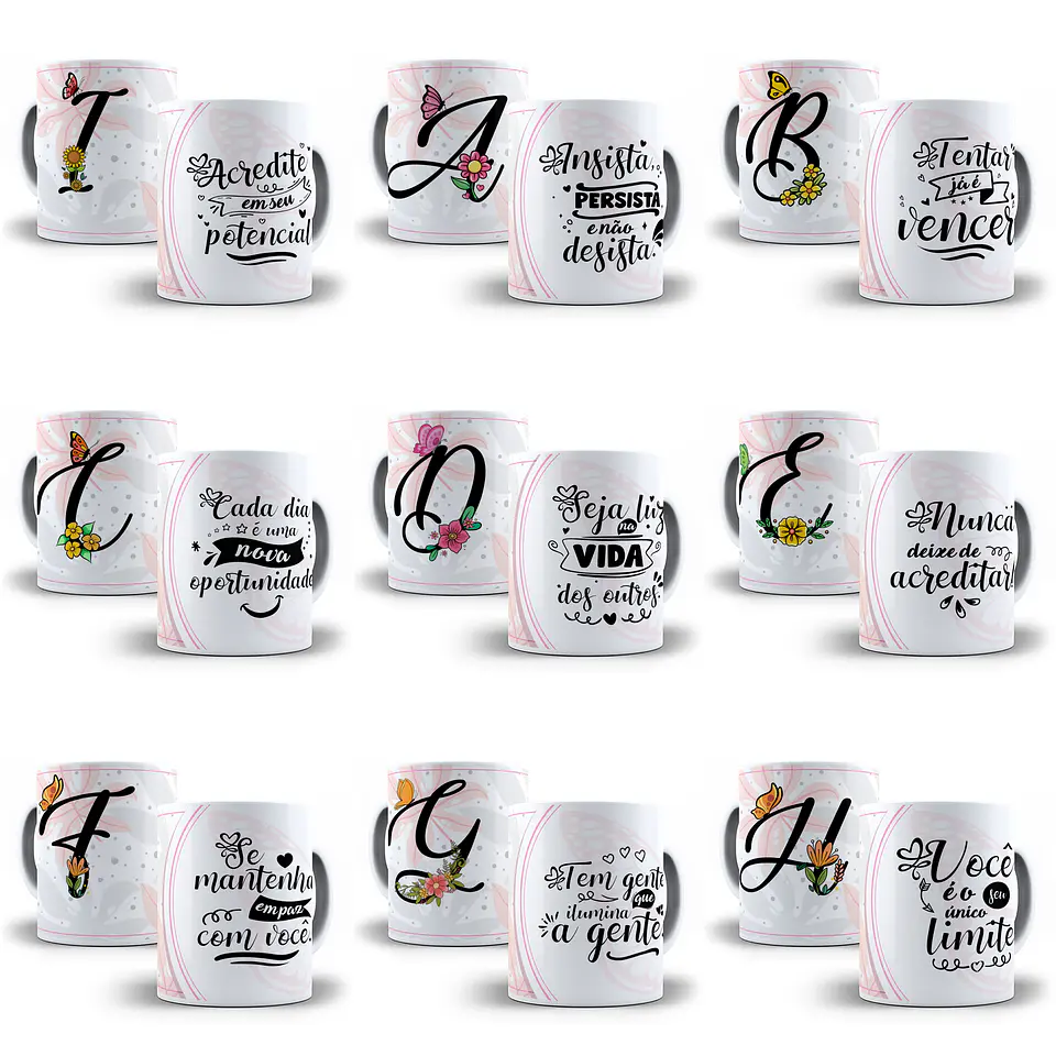 26 Arte para Caneca Alfabeto Borboleta em CorelDraw + Jpg    1