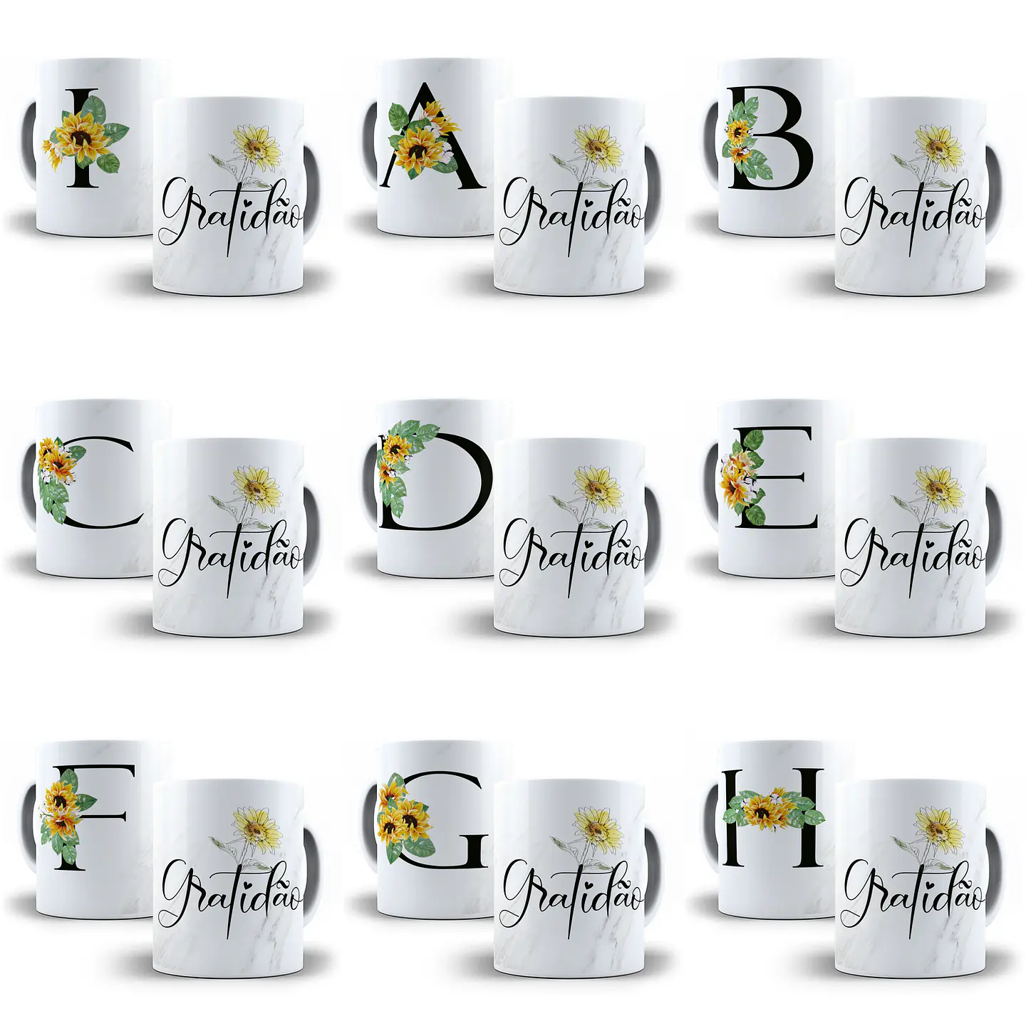 26 Arte para Caneca Alfabeto Black Girassol em CorelDraw + Jpg   2