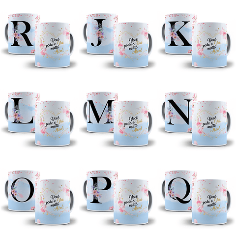 26 Arte para Caneca Alfabeto Cerejeira azul em CorelDraw + Jpg  