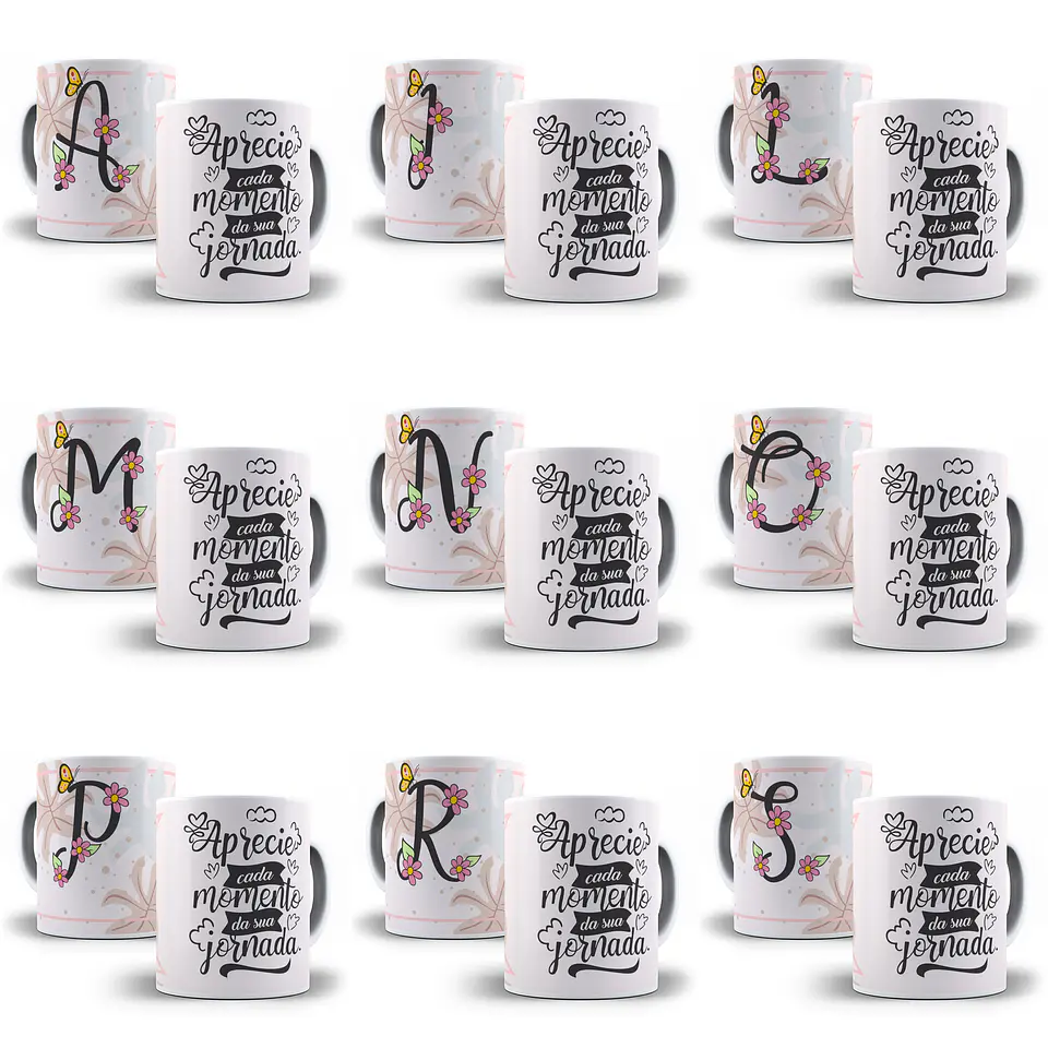 25 Artes para Caneca Alfabeto Delicado em CorelDraw + Jpg   1