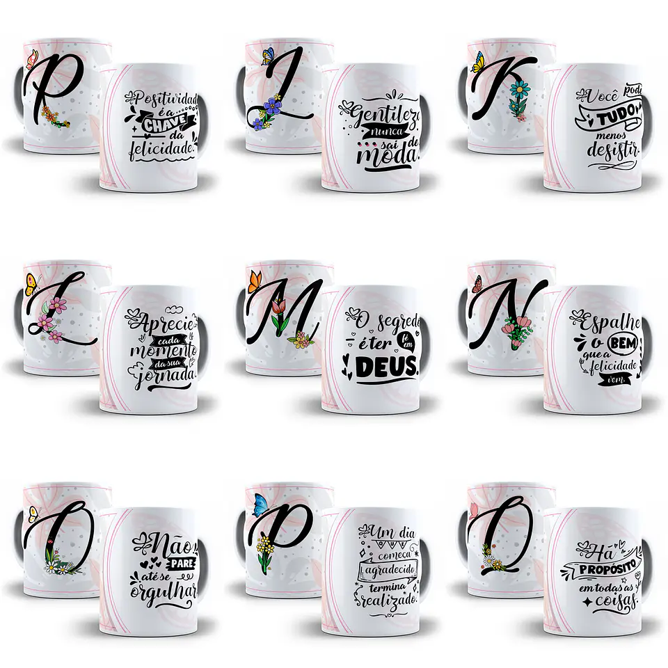 26 Arte para Caneca Alfabeto Borboleta em CorelDraw + Jpg    2