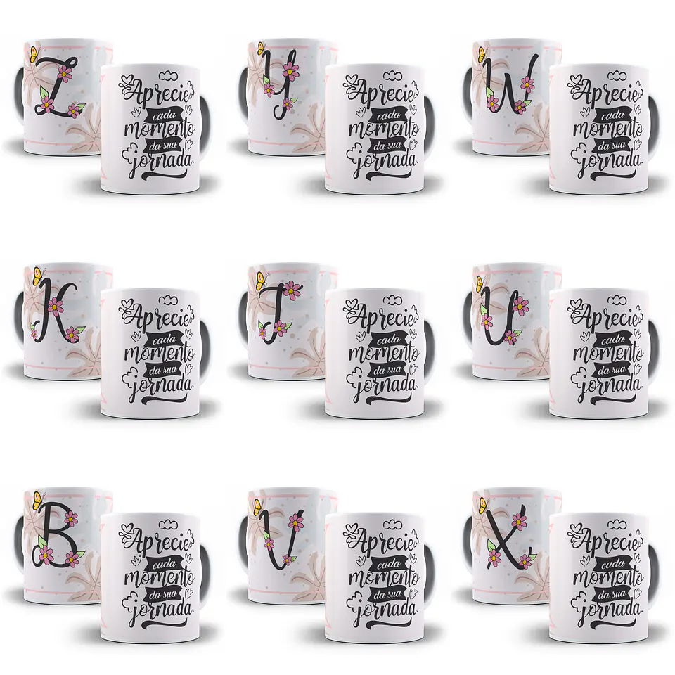 25 Artes para Caneca Alfabeto Delicado em CorelDraw + Jpg   2