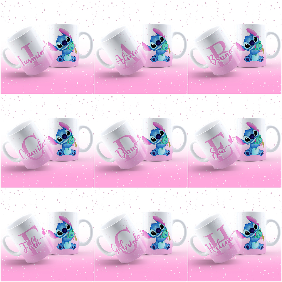 26 Arte para Caneca Alfabeto Feminino Stitch Rosa e Roxo em Jpg 1