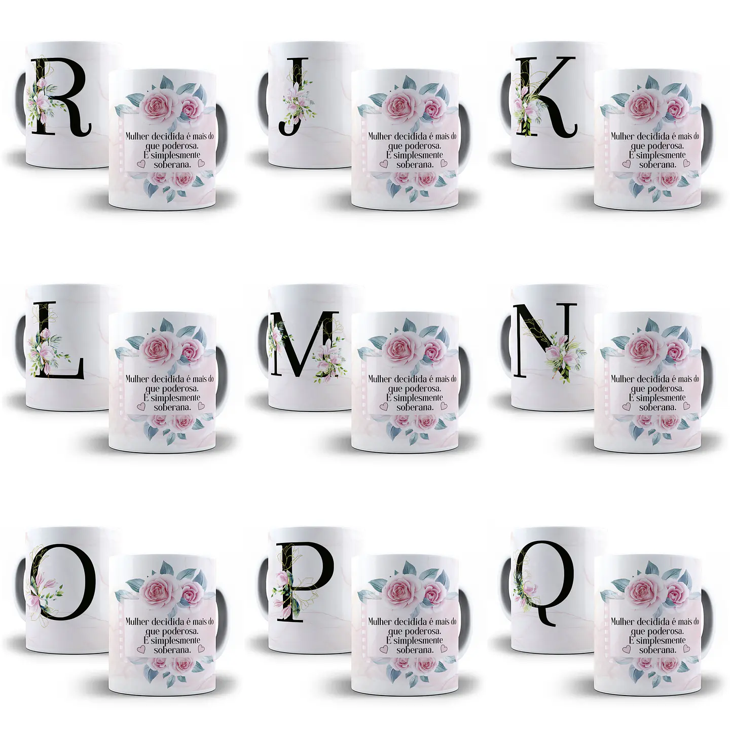 26 Arte para Caneca Alfabeto Floral Magnólia em CorelDraw + Jpg 1