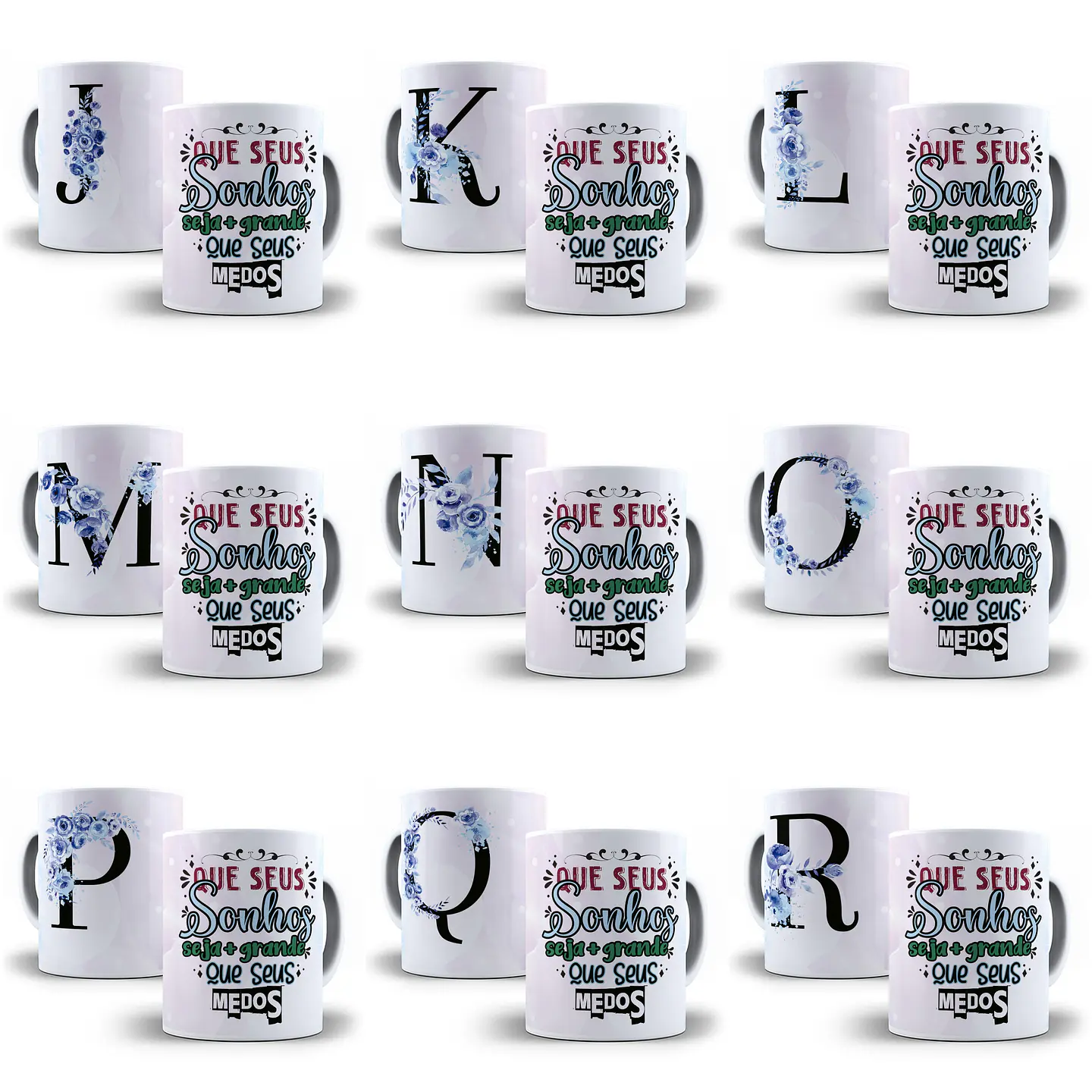 26 Arte para Caneca Alfabeto Floral Roxo em CorelDraw + Jpg  1