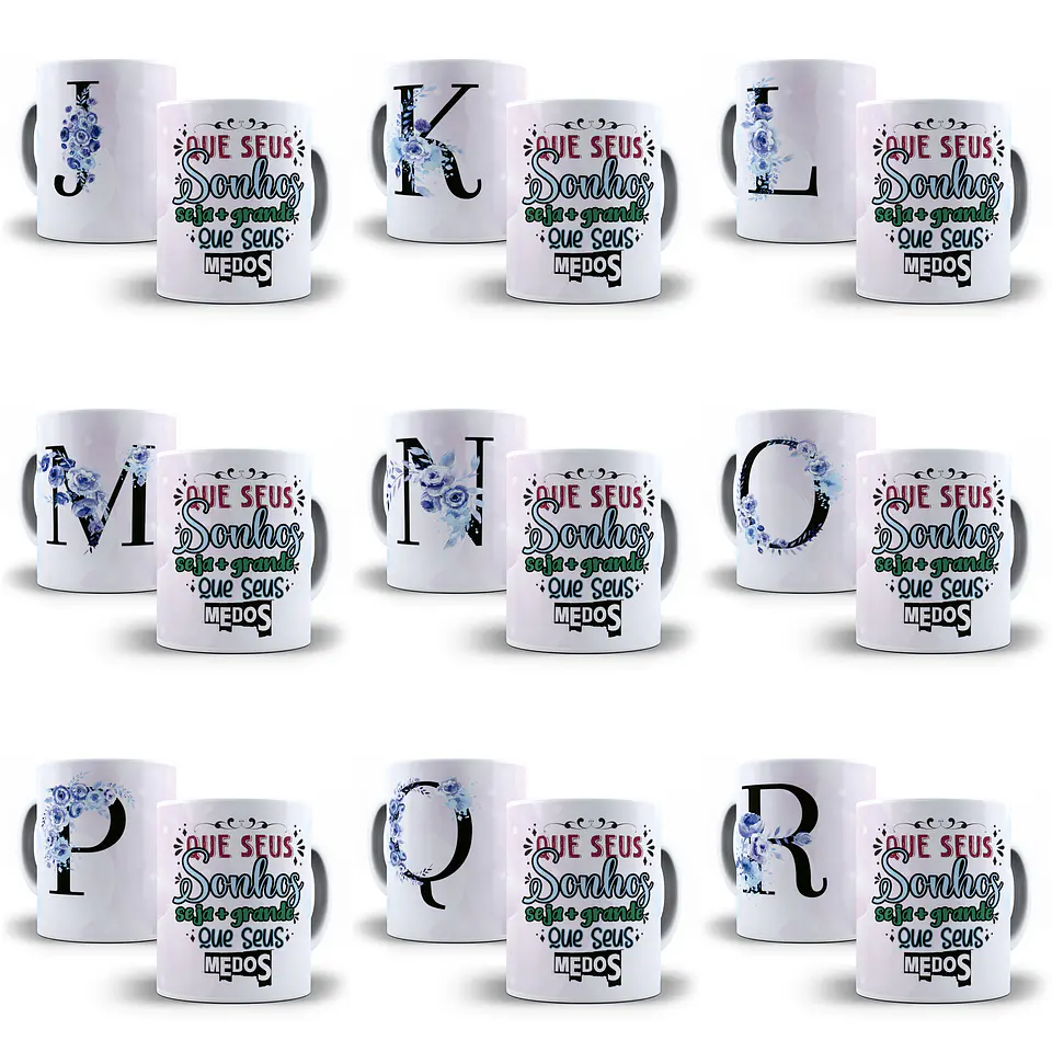 26 Arte para Caneca Alfabeto Floral Roxo em CorelDraw + Jpg  1