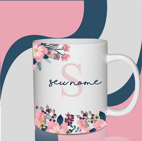 26 Arte para Caneca Alfabeto Rosa e Azul em Jpg 