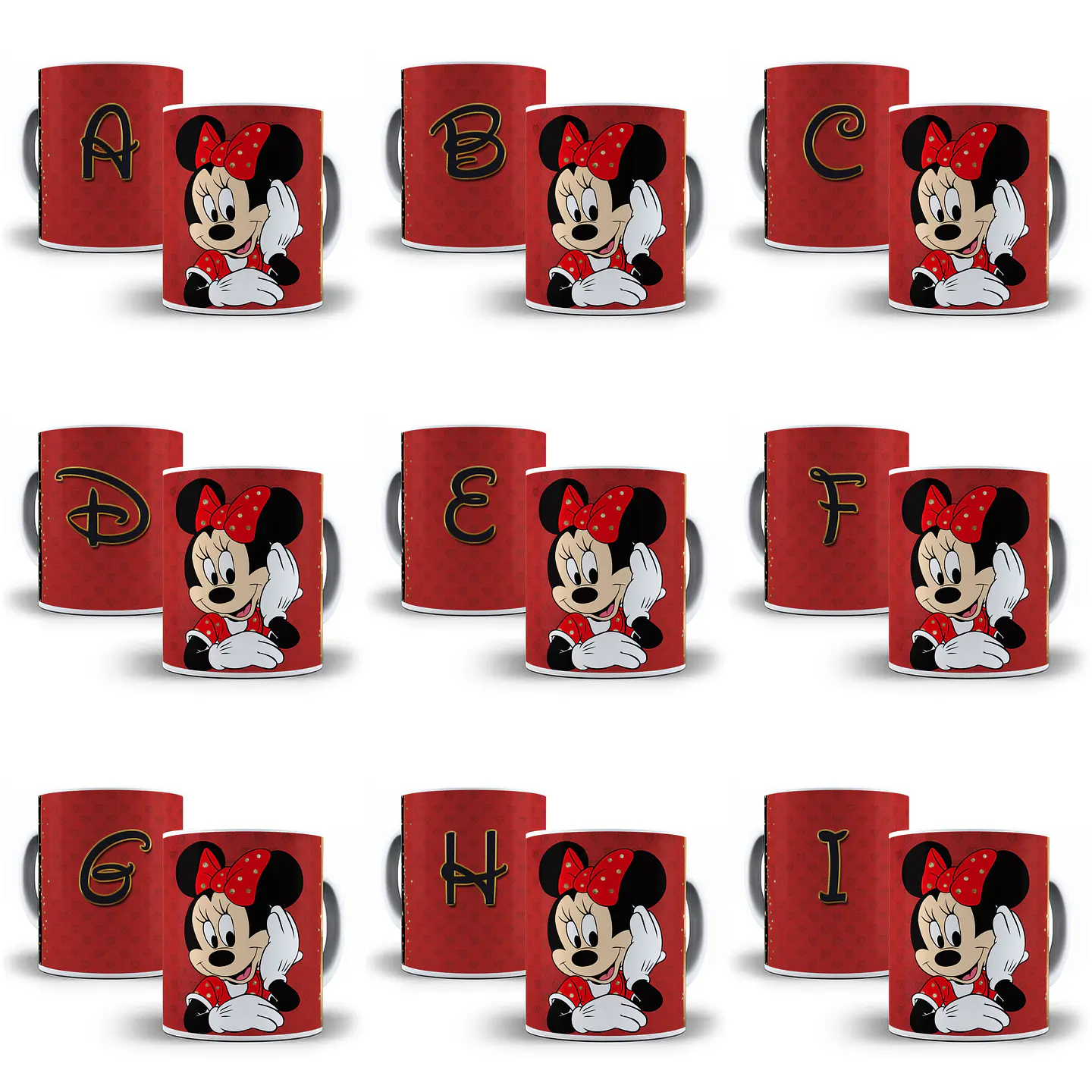 26 Arte para Caneca Alfabeto Minnie Vermelho em Jpg   2