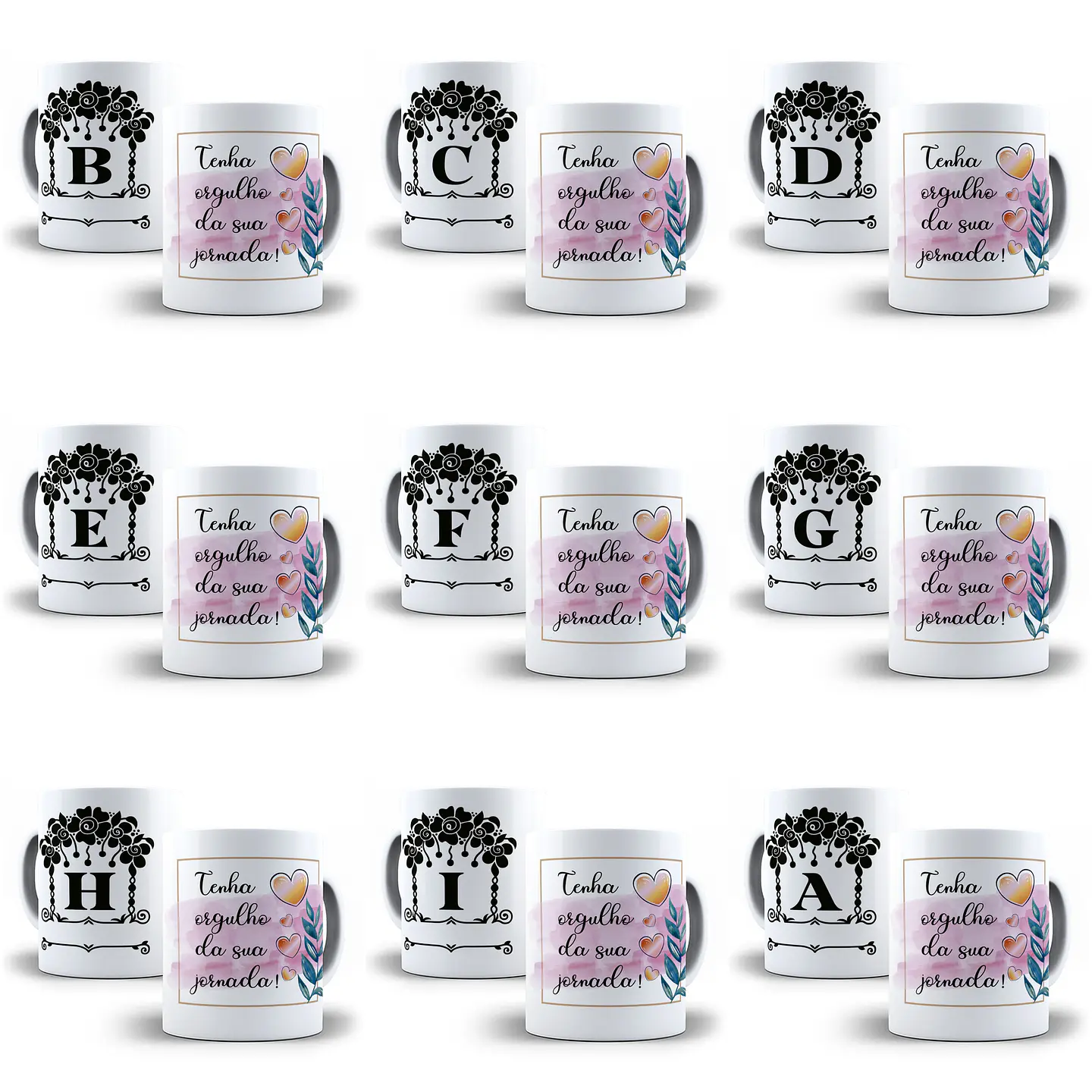 26 Arte para Caneca Alfabeto Monograma Flores em CorelDraw + Jpg  2