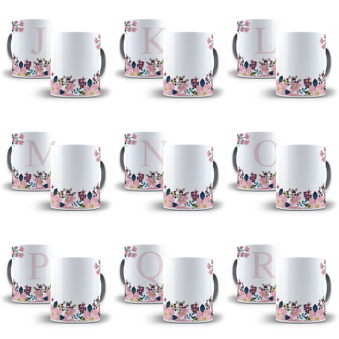 26 Arte para Caneca Alfabeto Rosa e Azul em Jpg  2