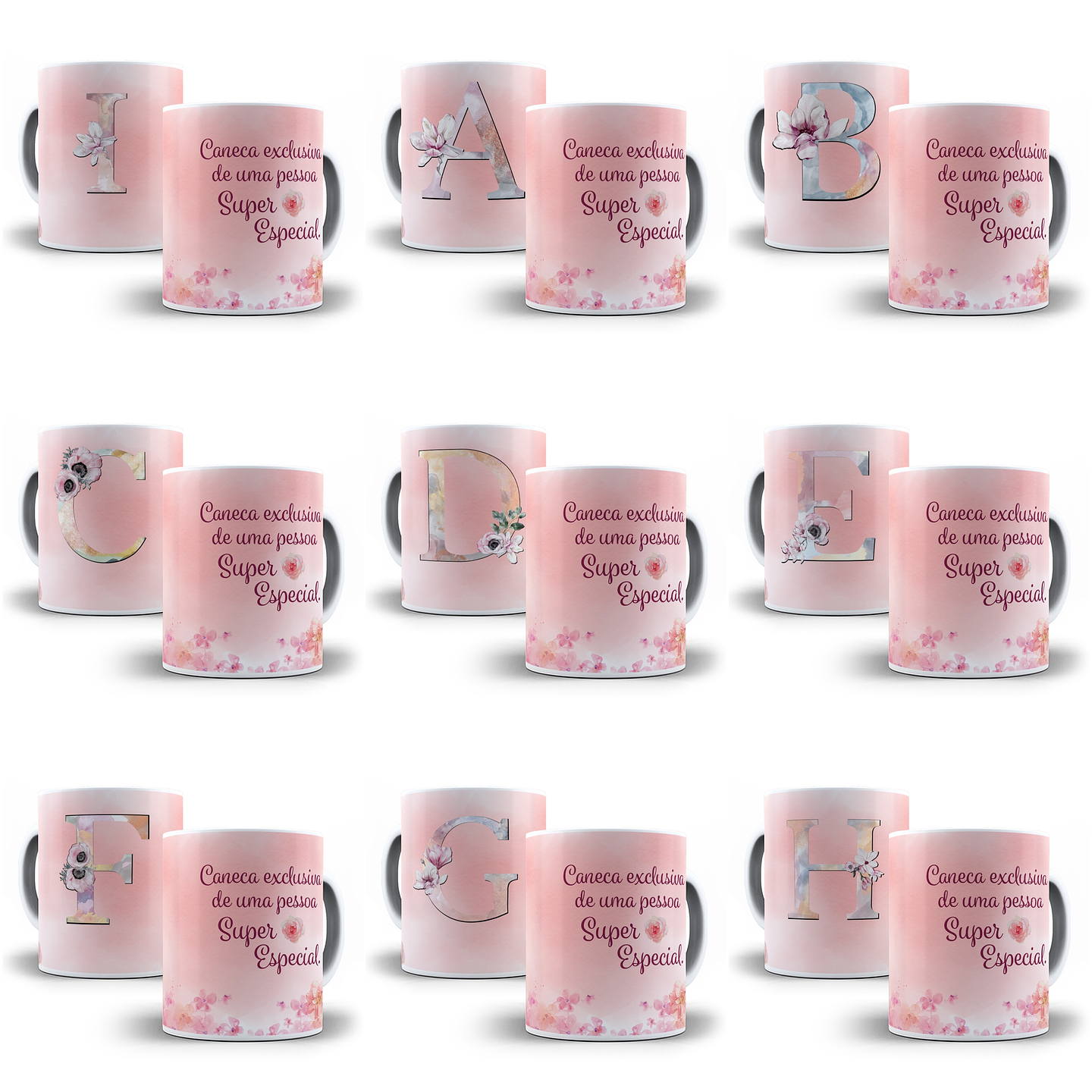 53 Arte para Caneca Alfabeto Rosa em Photoshop + Jpg  2