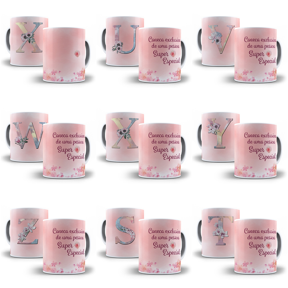 53 Arte para Caneca Alfabeto Rosa em Photoshop + Jpg  3